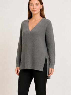 Aritzia Wilfred 100% Merino Wool V-Neck Sweater Grey XXS